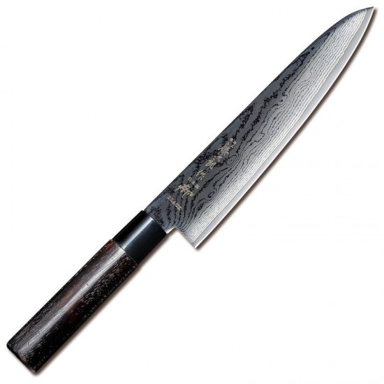 Μαχαίρι Σεφ 21 εκατ. από Δαμασκηνό Ατσάλι με Λαβή Καστανιάς Shippu Black