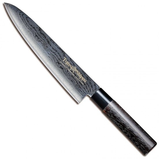 Μαχαίρι Σεφ 21 εκατ. από Δαμασκηνό Ατσάλι με Λαβή Καστανιάς Shippu Black
