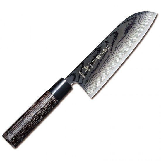 Μαχαίρι Santoku 16.5 εκατ. από Δαμασκηνό Ατσάλι με Λαβή Καστανιάς Shippu Black