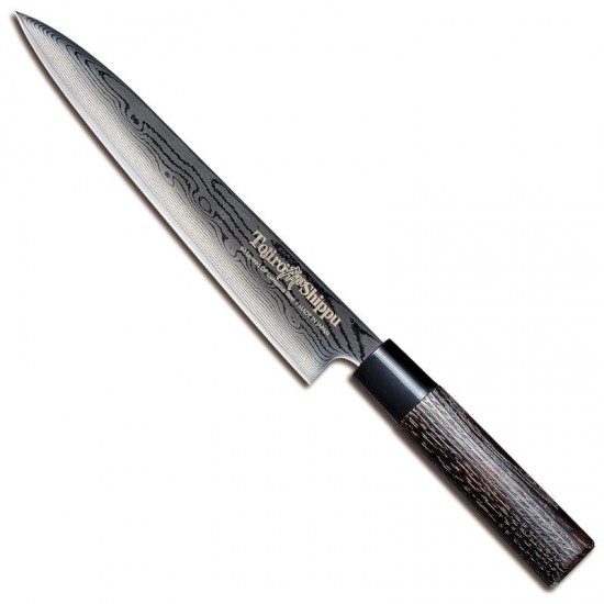 Μαχαίρι Τεμαχισμού 21 εκατ. από Δαμασκηνό Ατσάλι με Λαβή καστανιάς Shippu Black