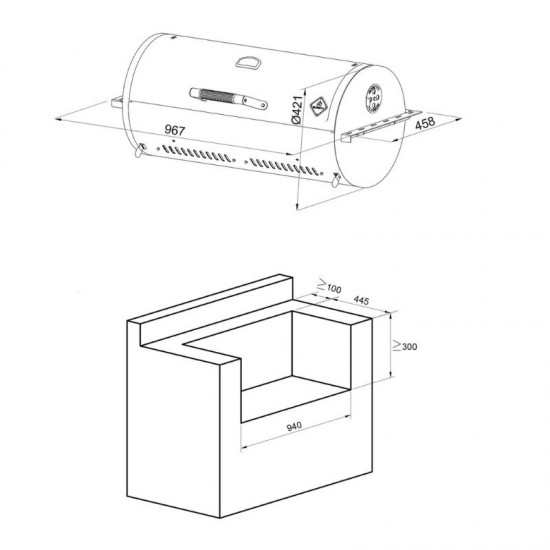 Boretti Barilo Top -  Built-in ψησταριά κάρβουνου