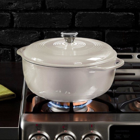 Μαντεμένιο Dutch Oven 5.68 Lt με Επισμάλτωση Πορσελάνης Oyster - Lodge