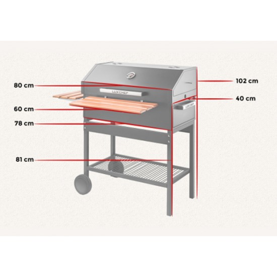 Luxchef LC80 Black - ψησταριά κάρβουνου με Δώρο Κάλυμμα & Γάντι