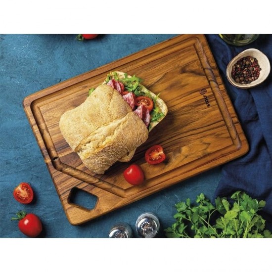 Επιφάνεια κοπής από ξύλο teak με αυλάκι 36 x 25 x 1.9 εκατ. Elegance Culinary  - STOLF