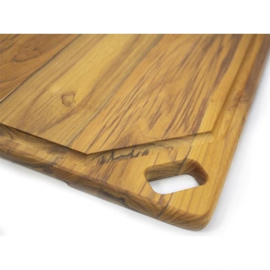 Επιφάνεια κοπής από ξύλο teak με αυλάκι 46 x 36 x 1.9 εκατ. Elegance Culinary - STOLF