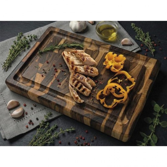 Επιφάνεια κοπής από ξύλο teak end grain με αυλάκι 30 x 20 x 3.2 εκατ. Supreme  - STOLF