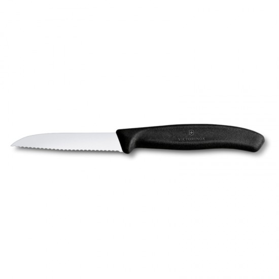 Μαχαίρι Κουζίνας 8 Εκ. Ίσιο, Οδοντωτό - Λαβή Μαύρη Swiss Classic Victorinox