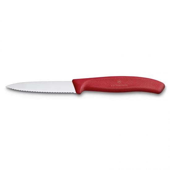 Μαχαίρι Κουζίνας 8 Εκ. Οδοντωτό, Μυτερό - Λαβή Κόκκινη Swiss Classic Victorinox