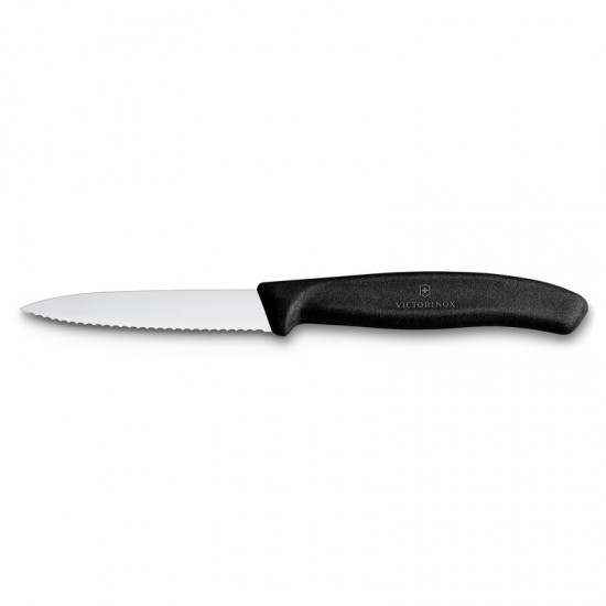 Μαχαίρι Κουζίνας 8 Εκ. Οδοντωτό, Μυτερό - Λαβή Μαύρη Swiss Classic Victorinox