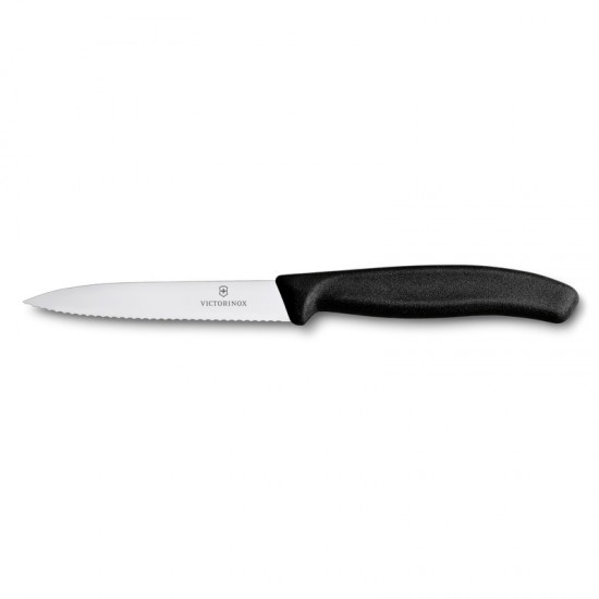 Μαχαίρι Κουζίνας 10 Εκ. Οδοντωτό, Μυτερό - Λαβή Μαύρη Swiss Classic Victorinox